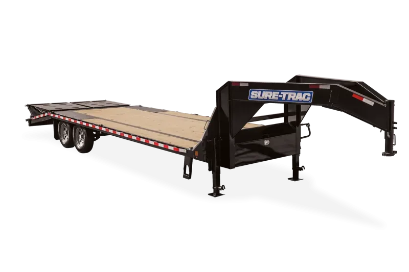2025 Sure-Trac 8.5x28 Gooseneck Flatbed Equipment Trailer with Wide Ramps