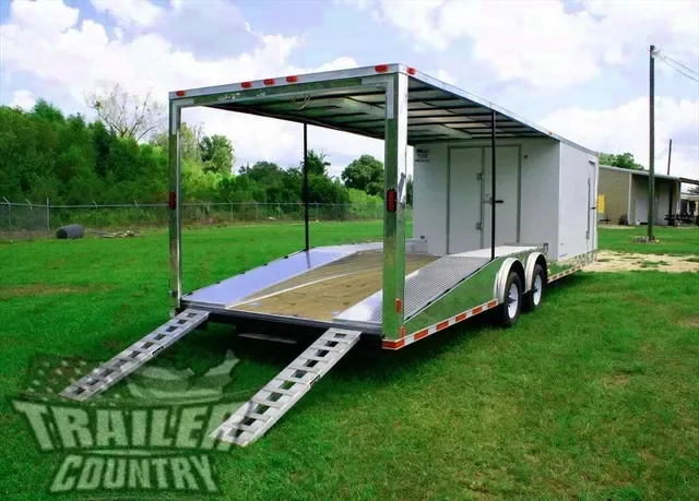 2026 NEW 8.5 x 30 Hybrid Trailer w/Open Deck Car/Toy Hauler & Pullout Ramps