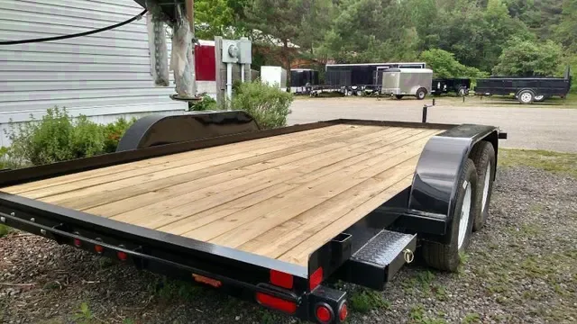 16ft Bumper Pull Wood Deck Equipment Trailer w/Slide in Ramps