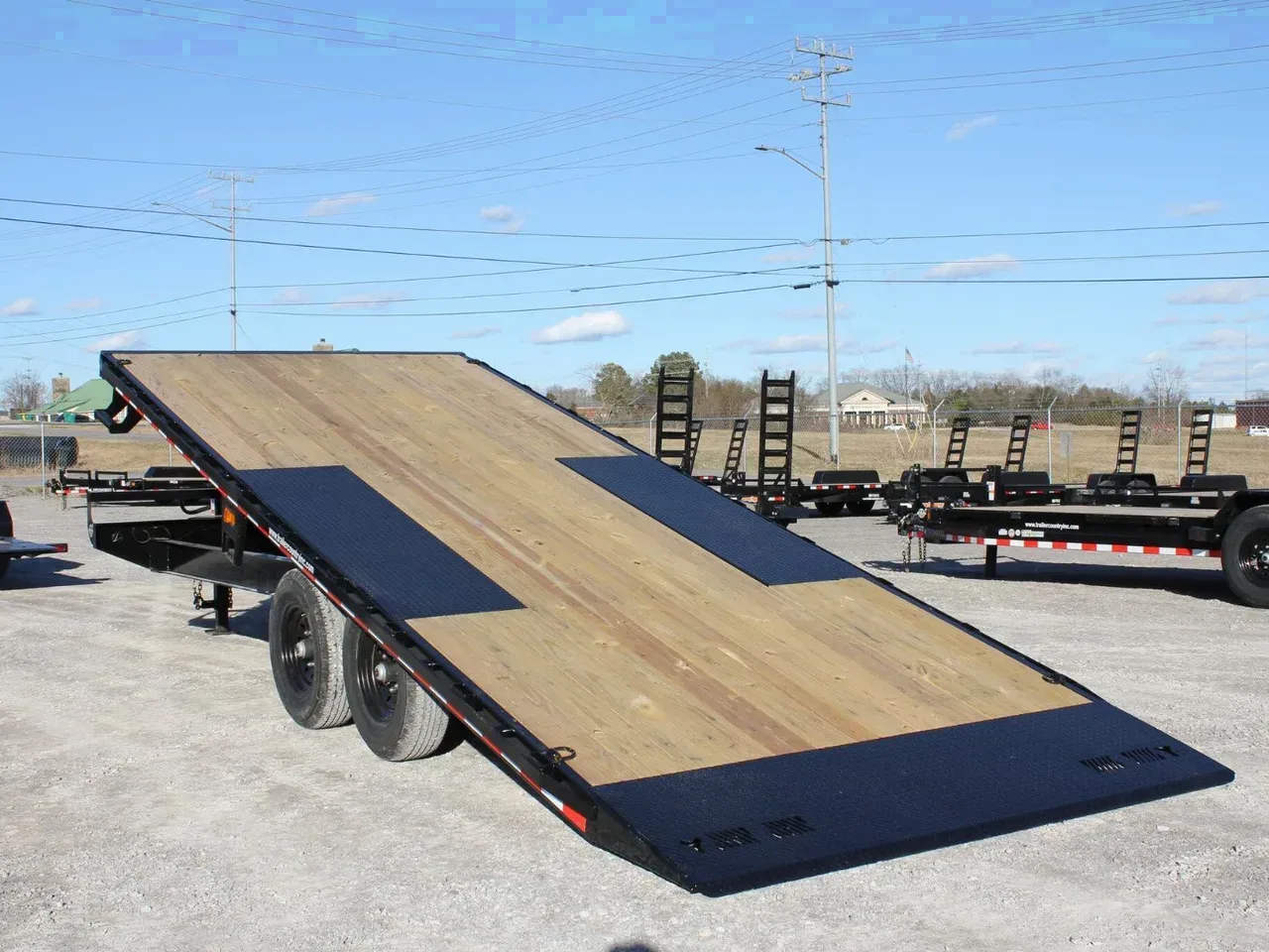 2026 New 102'' x 22' Heavy Duty Bumper Pull Wood Deck Power Up & Down Tilt Deck Trailer