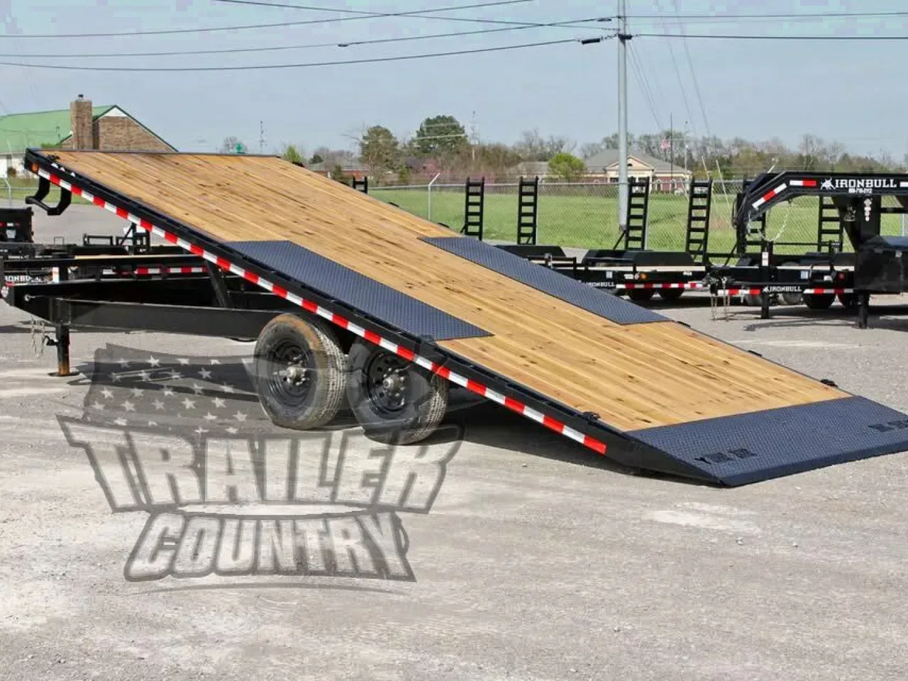 2026 New 102'' x 22' Heavy Duty Bumper Pull Wood Deck Power Up & Down Tilt Deck Trailer