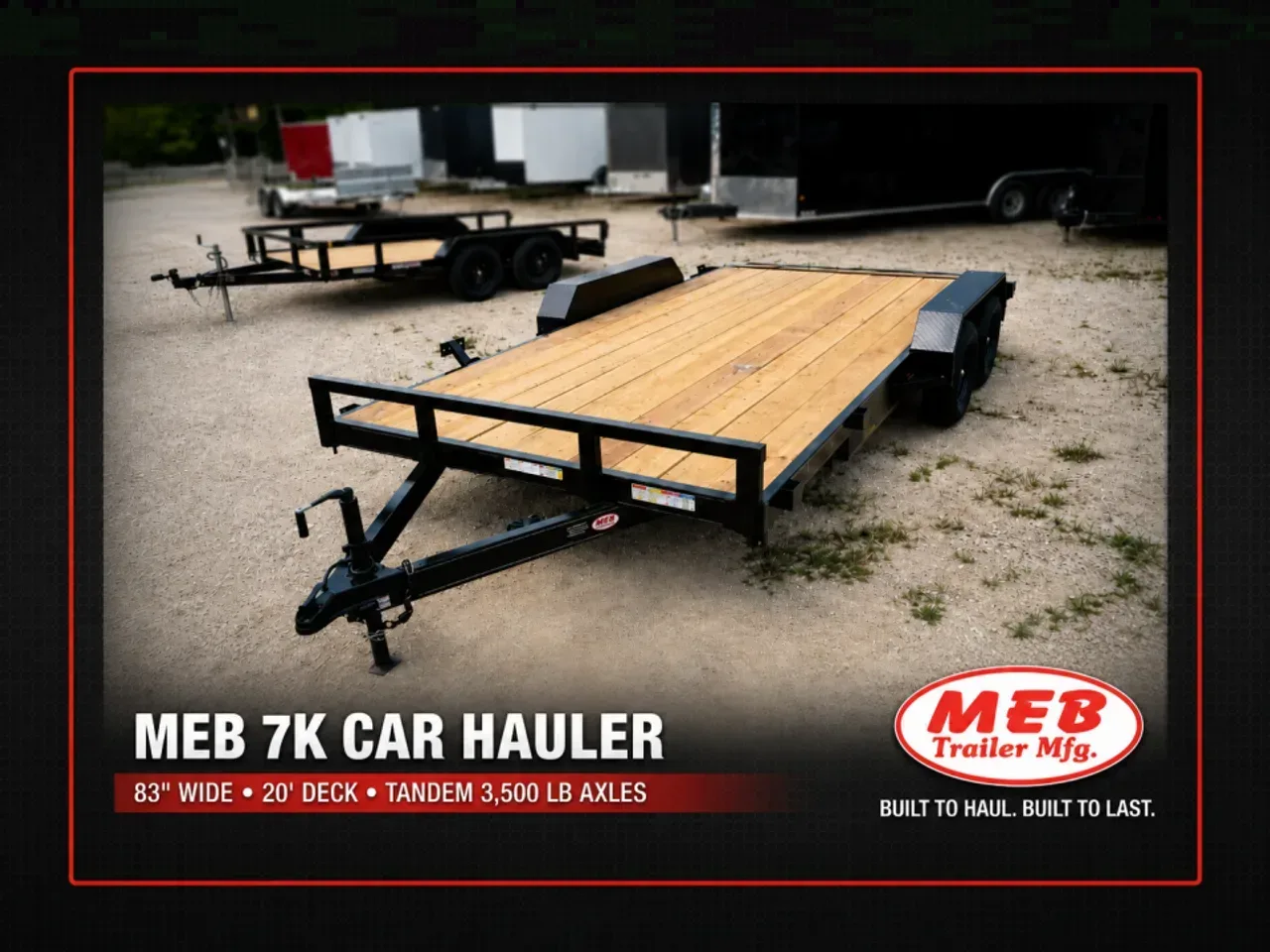 2026 MEB 7x20 Open Wood Deck Auto Hauler Car / Racing Trailer 7K