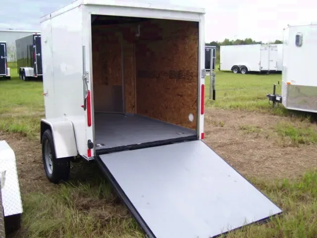 8ft v-nose, ramp, white, cargo trailer