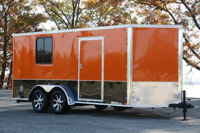 V-Nose 16ft Black and Orange Motorcycle Trailer