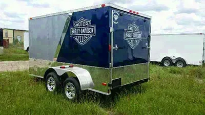 14FT MOTORCYCLE TRAILER WITH WRAP AROUND DIAMOND PLATING