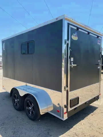 2025 Covered Wagon 7x12 Motorcycle Trailer with Windows
