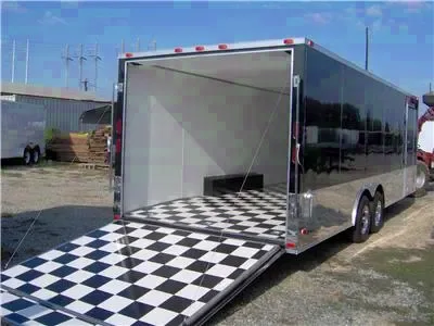 Premium 2025 Covered Wagon 8.5x24 Finished Interior Motorcycle Trailer