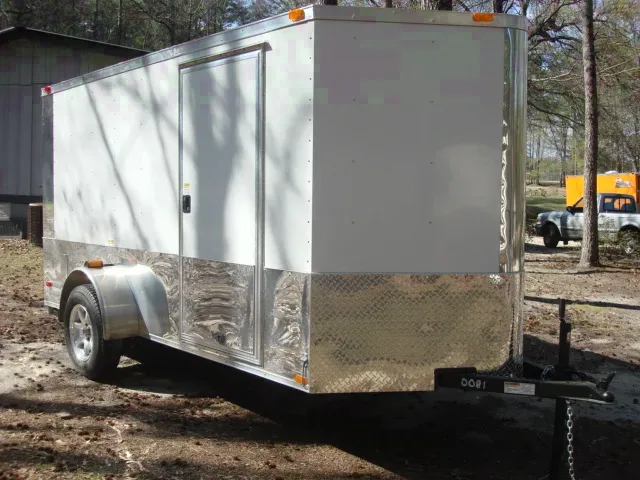 12FT WHITE MOTORCYCLE TRAILER W/STONE GUARD