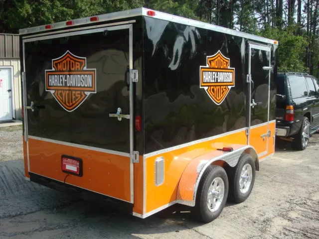 12ft Motorcycle Trailer Black and Orange