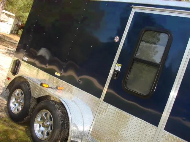 12FT BLUE CUSTOM MOTORCYCLE TRAILER W/SIDE DOOR