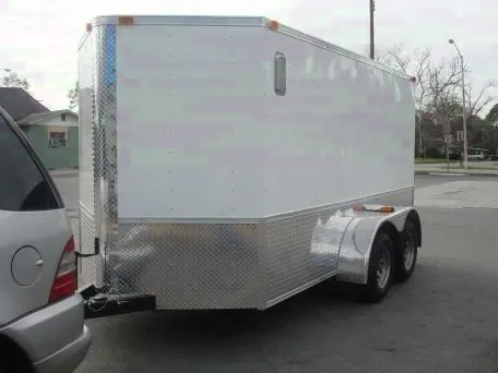 12FT WHITE V-NOSE MOTORCYCLE TRAILER W/D-RINGS
