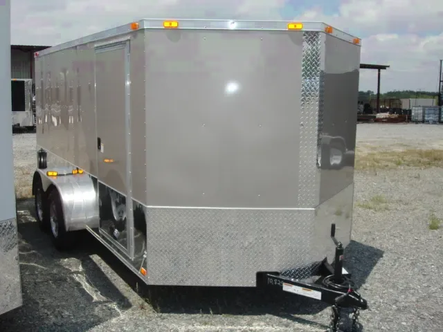 14FT SILVER V-NOSE MOTORCYCLE TRAILER