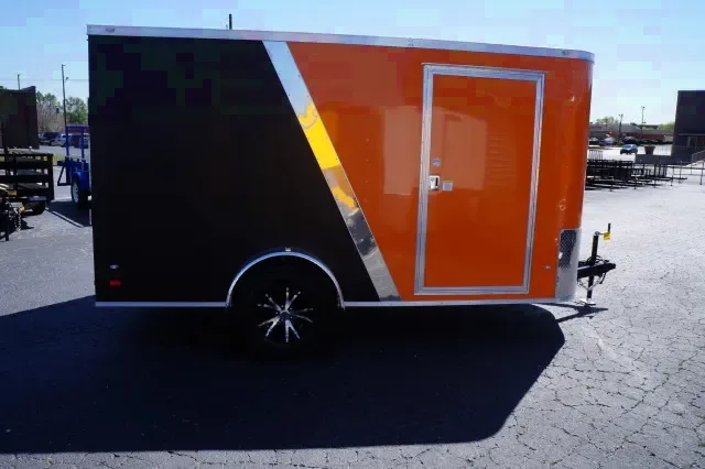 12FT ORANGE AND BLACK SA MOTORCYCLE TRAILER