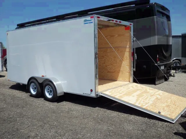 WHITE 18FT V-NOSE MOTORCYCLE TRAILER