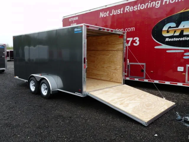 CHARCOAL  MOTORCYCLE HAULER 18FT RAMP DOOR