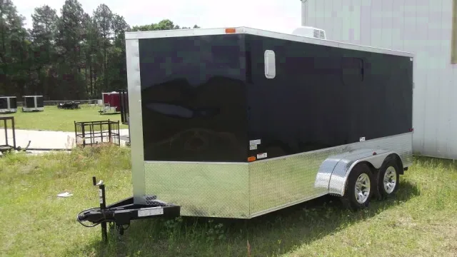 Black V-Nose 14ft Motorcycle Trailer w/Finished Interior