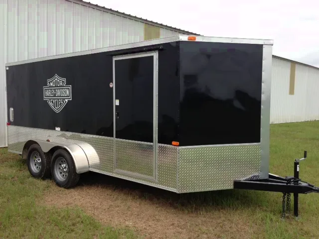 16FT Black & Chrome Motorcyle Trailer