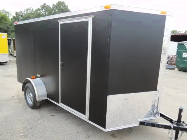 2025 6x12 Flat Black Enclosed Motorcycle Trailer - Special Offer