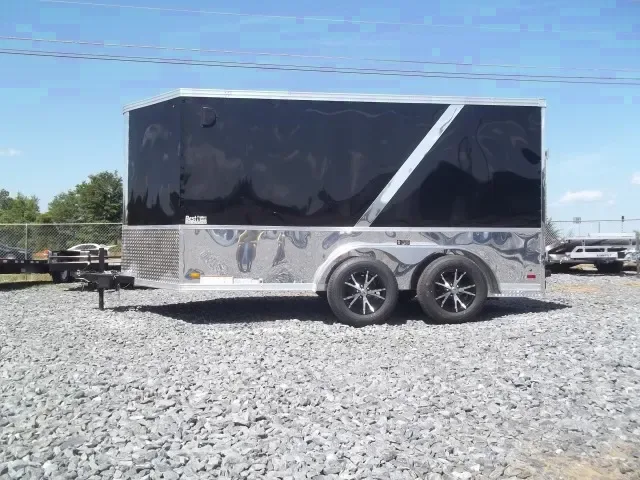 2025 Black 7x12 Tandem Axle Motorcycle Trailer - Loaded Features