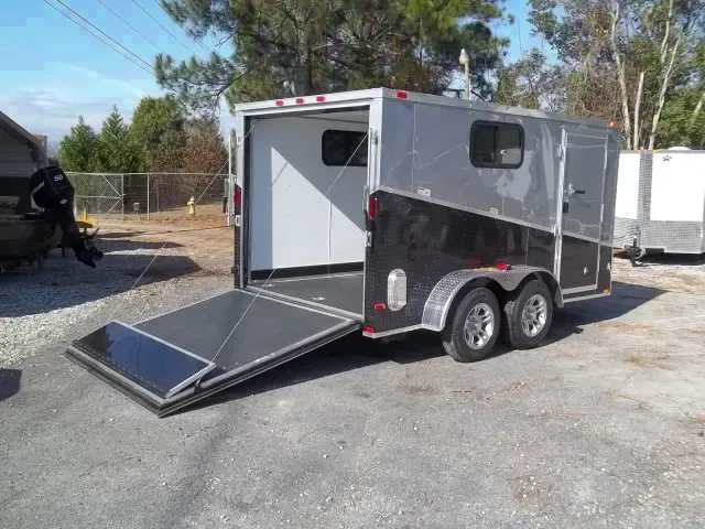 Premium 2025 Covered Wagon 7x12 Black Tandem Axle Motorcycle Trailer