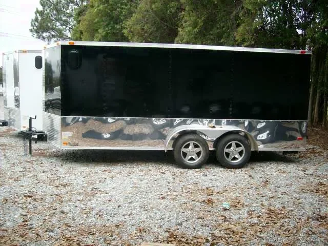 2025 7x16 Black V-Nose Enclosed Motorcycle Trailer