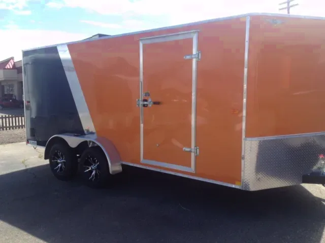 16ft V-Nose Enclosed Smooth Skin Motorcycle Trailer