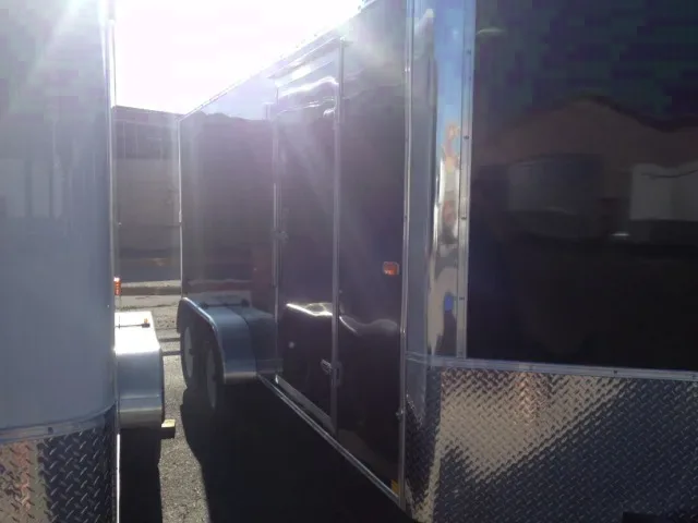 16ft V-Nose Enclosed Black Motorcycle Trailer