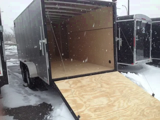 Silver 16ft Enclosed Motorcycle Trailer w/Ramp Door