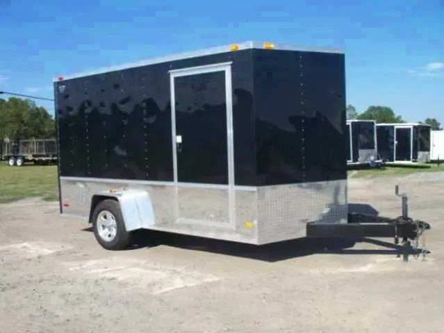 12FT BLACK V-NOSE MOTORCYCLE TRAILER.