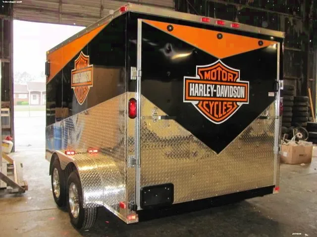12ft Black and Orange Motorcycle Trailer w/Awning