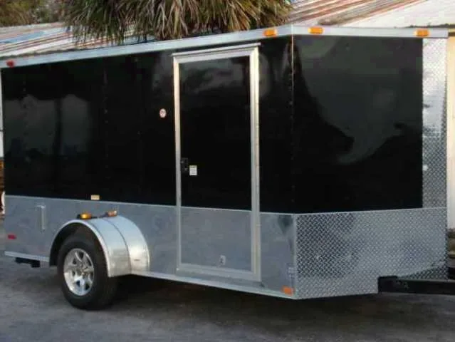 12FT BLACK V-NOSE MOTORCYCLE TRAILER