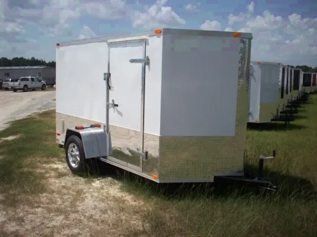 WHITE 6X12 SA ENCLOSED MOTORCYCLE TRAILER