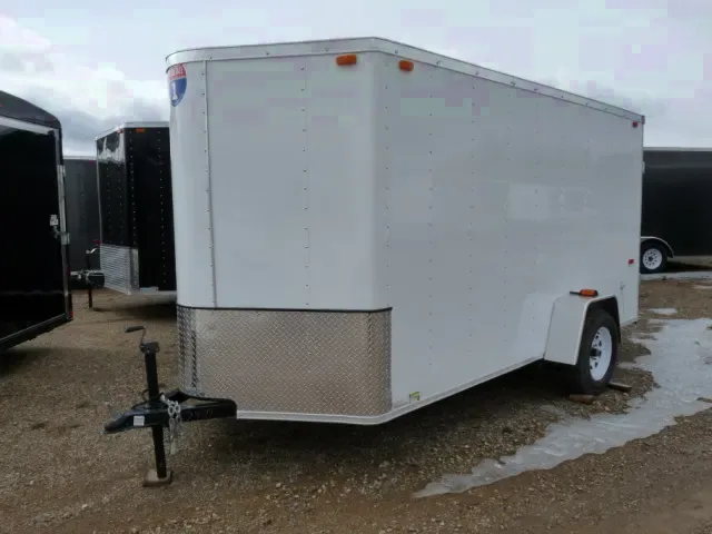 12ft White V-Nose Motorcycle Trailer
