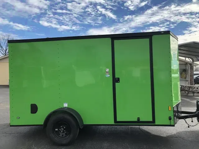 12ft Green V-Nose Motorcycle/Cargo Trailer