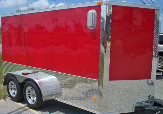 Red 12ft TA Motorcycle Trailer w/D-rings