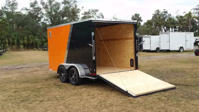 12ft Black and Orange Enclosed Motorcycle Hauler
