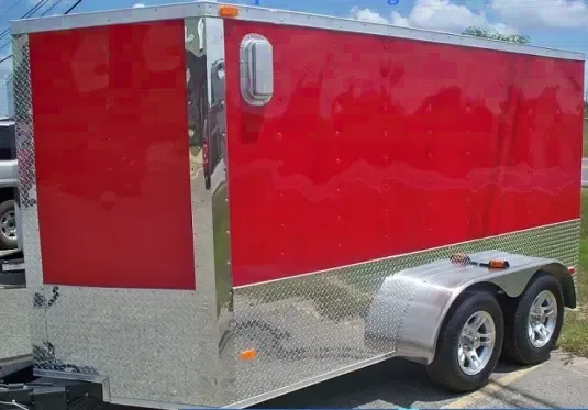 Enclosed  12ft Red TA Motorcycle Trailer