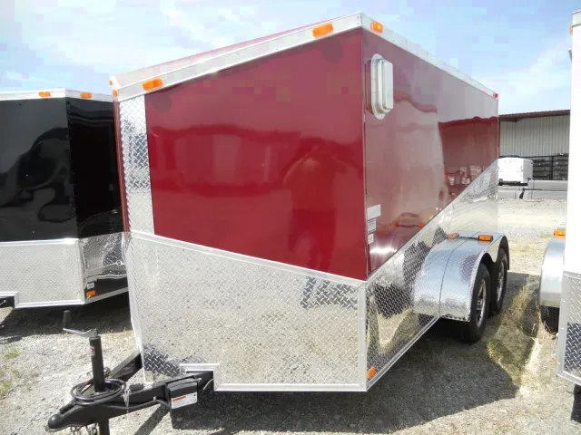 12ft  V-Nose Motorcycle Trailer - Maroon