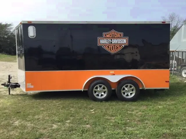Unique 2025 7x14 Orange Harley Edition Motorcycle Trailer - Make an Offer!