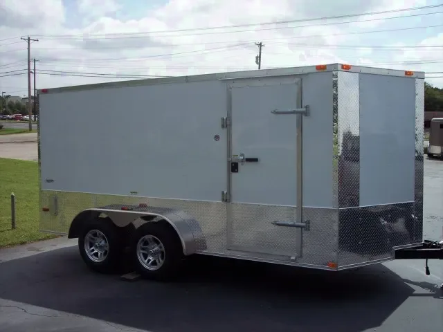 14ft White TA Motorcycle Trailer w/Ramp