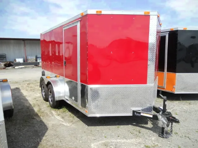 14ft TA Red V-nose Motorcycle Trailer
