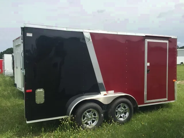 14ft Two Tone V-Nose Motorcycle Trailer