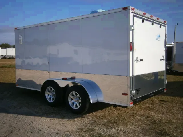 7X14TA WHITE/ANODIZED  MOTORCYCLE TRAILER