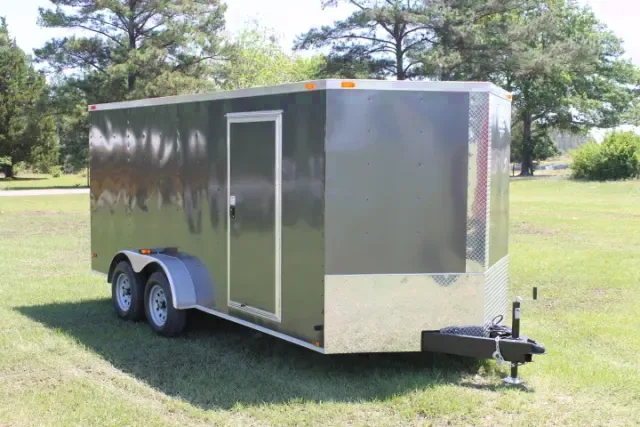 16FT GRAY V-NOSE MOTORCYCLE TRAILER