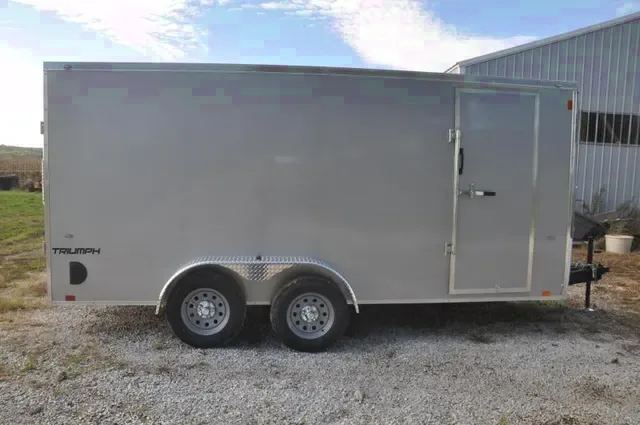 Silver V-Nose 16ft Motorcycle Trailer