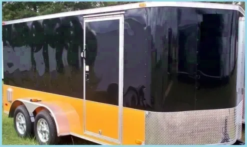 16ft TA TWO TONE BLACK AND ORANGE MOTORCYCLE TRAILER