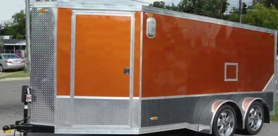 Enclosed 16ft Orange TA Motorcycle Trailer