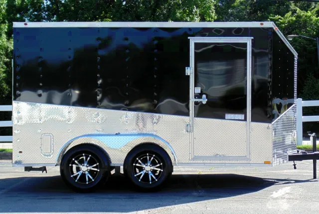 Black 12ft Motorcycle Trailer V-Nose