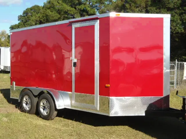 Red 12ft V-nose Motorcycle Trailer