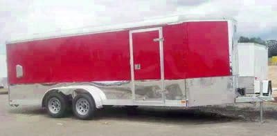V-Nose Red 18FT Motorcycle Trailer